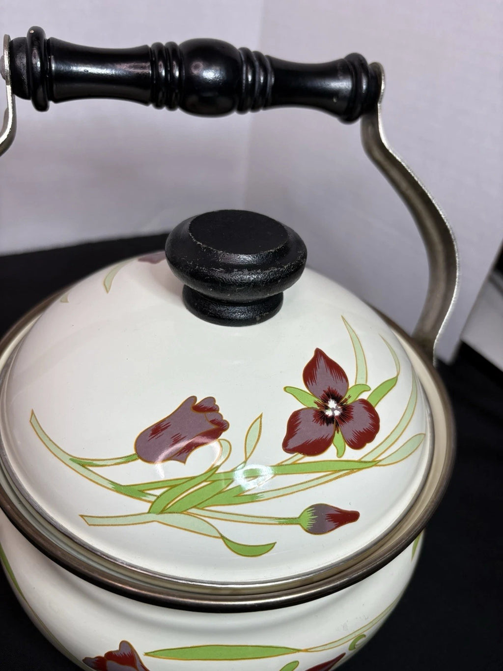 Gailstyn-Sutton Tea Pot Kettle Jardine Collection MCM Floral Enamel 1981 Japan | eBay