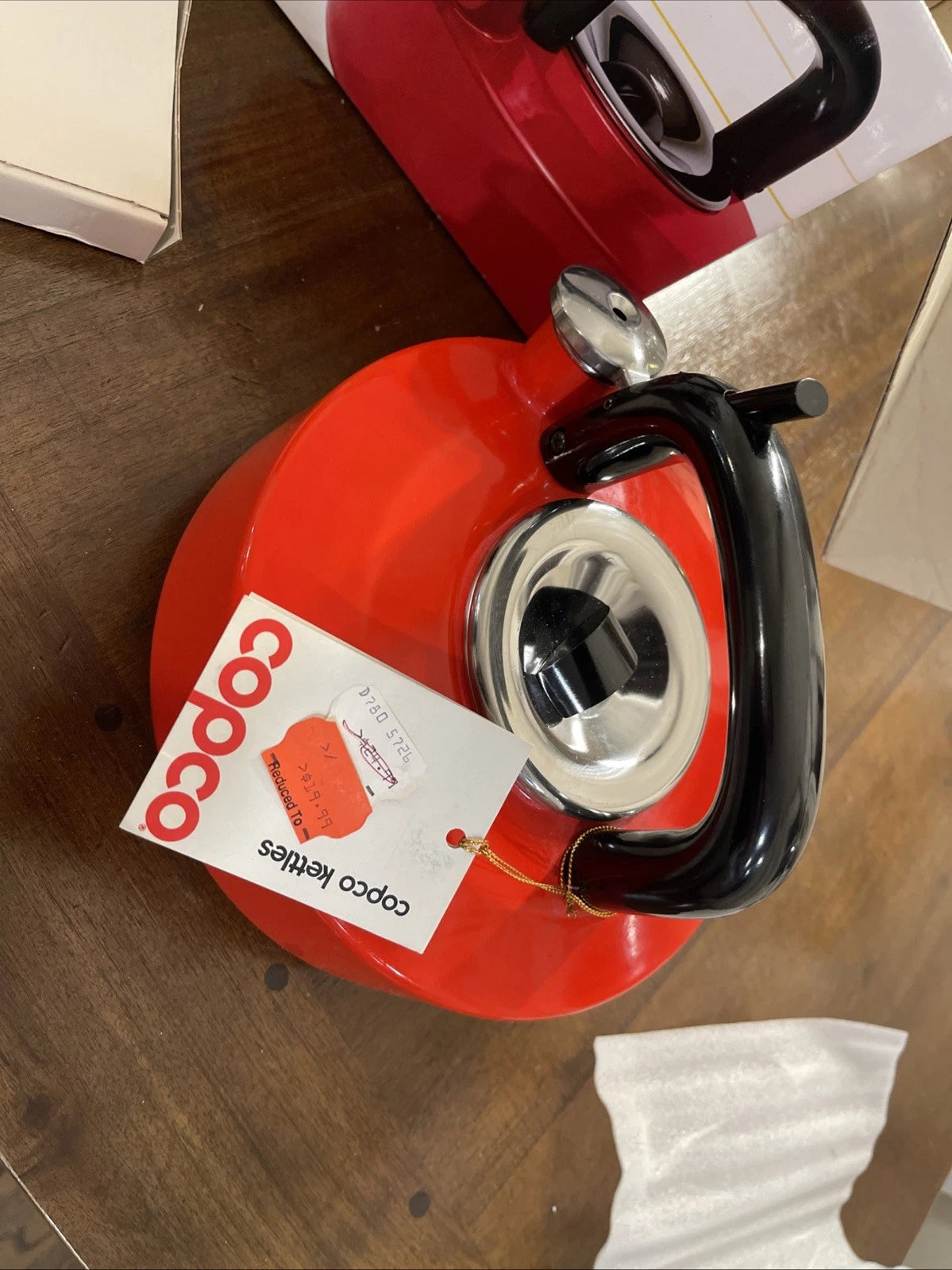 Vtg Copco Sam Lebowitz Whistling Teapot Kettle Retro Modernist Enamel Red ! | eBay
