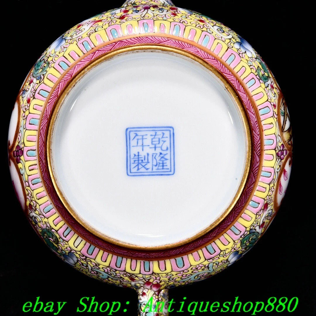5.1"Qing Qianlong Enamel Colour Porcelain Gold Flower Bird Wine Tea Pot Flagon | eBay