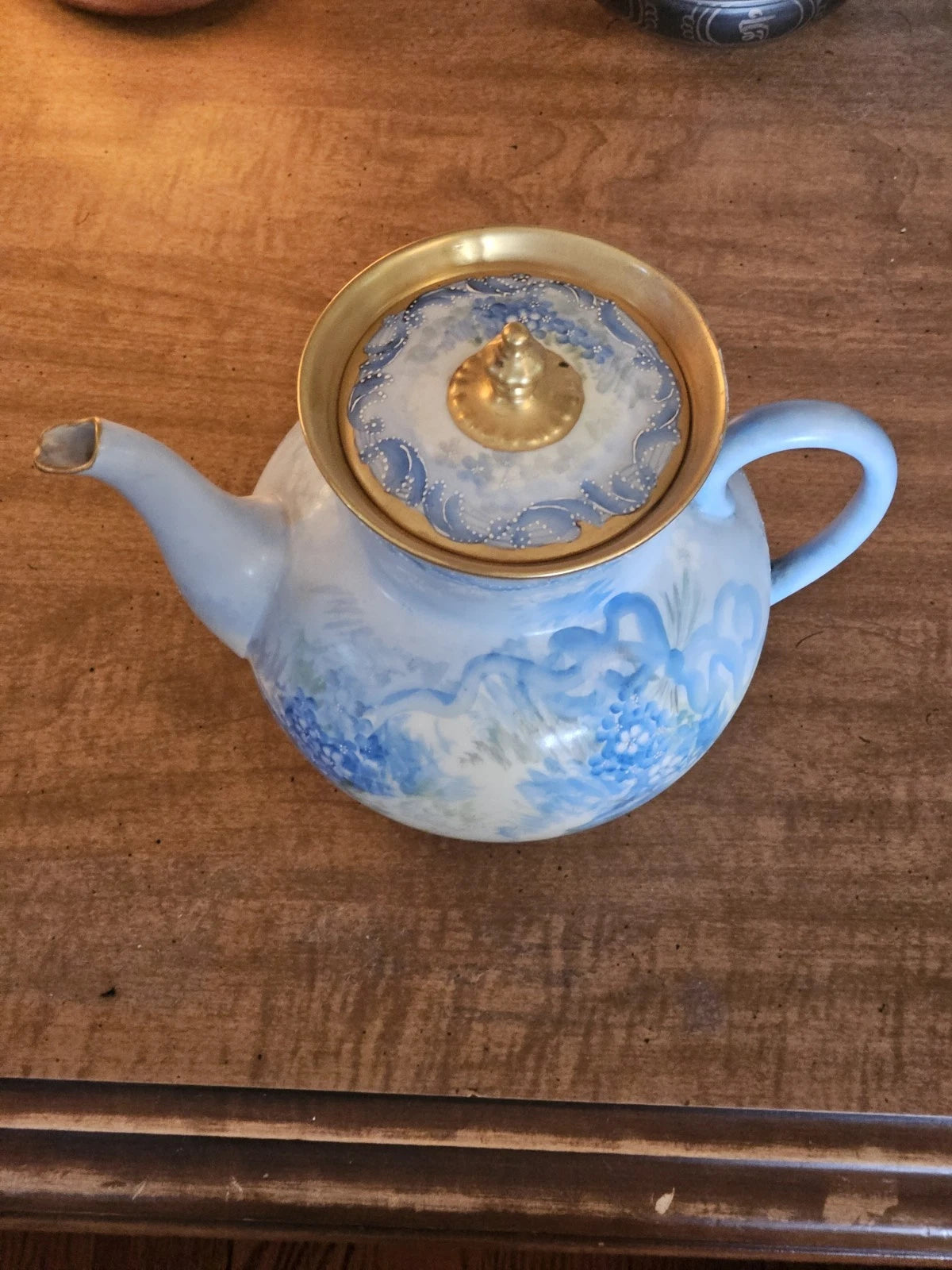 Antique Théodore Haviland Limoges Teapot – Hand-Painted Blue Hydrangeas | eBay