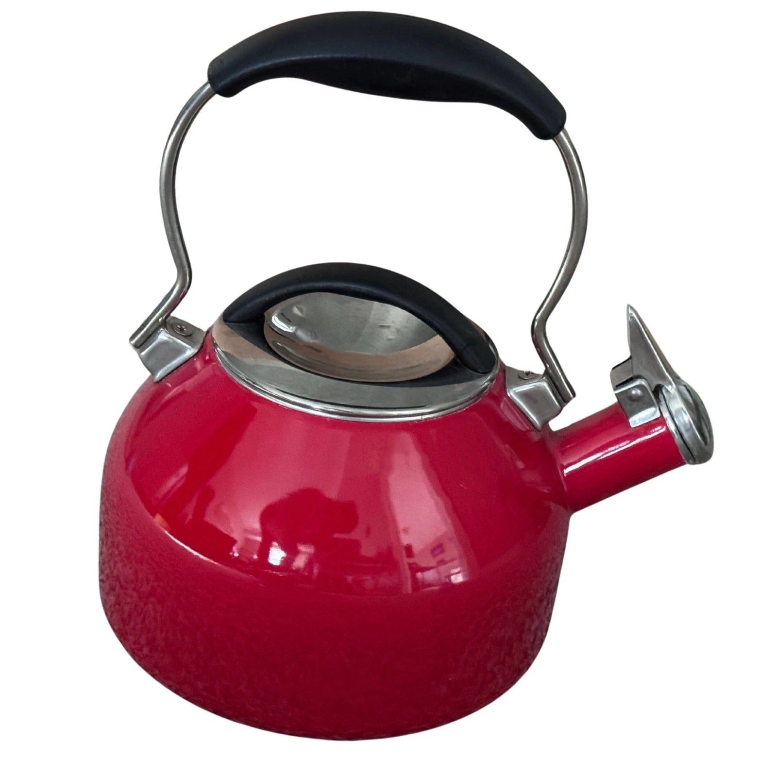 Vintage Red Enamel Whistling Tea Kettle – Retro Kitchen Décor Teapot with Handle | eBay