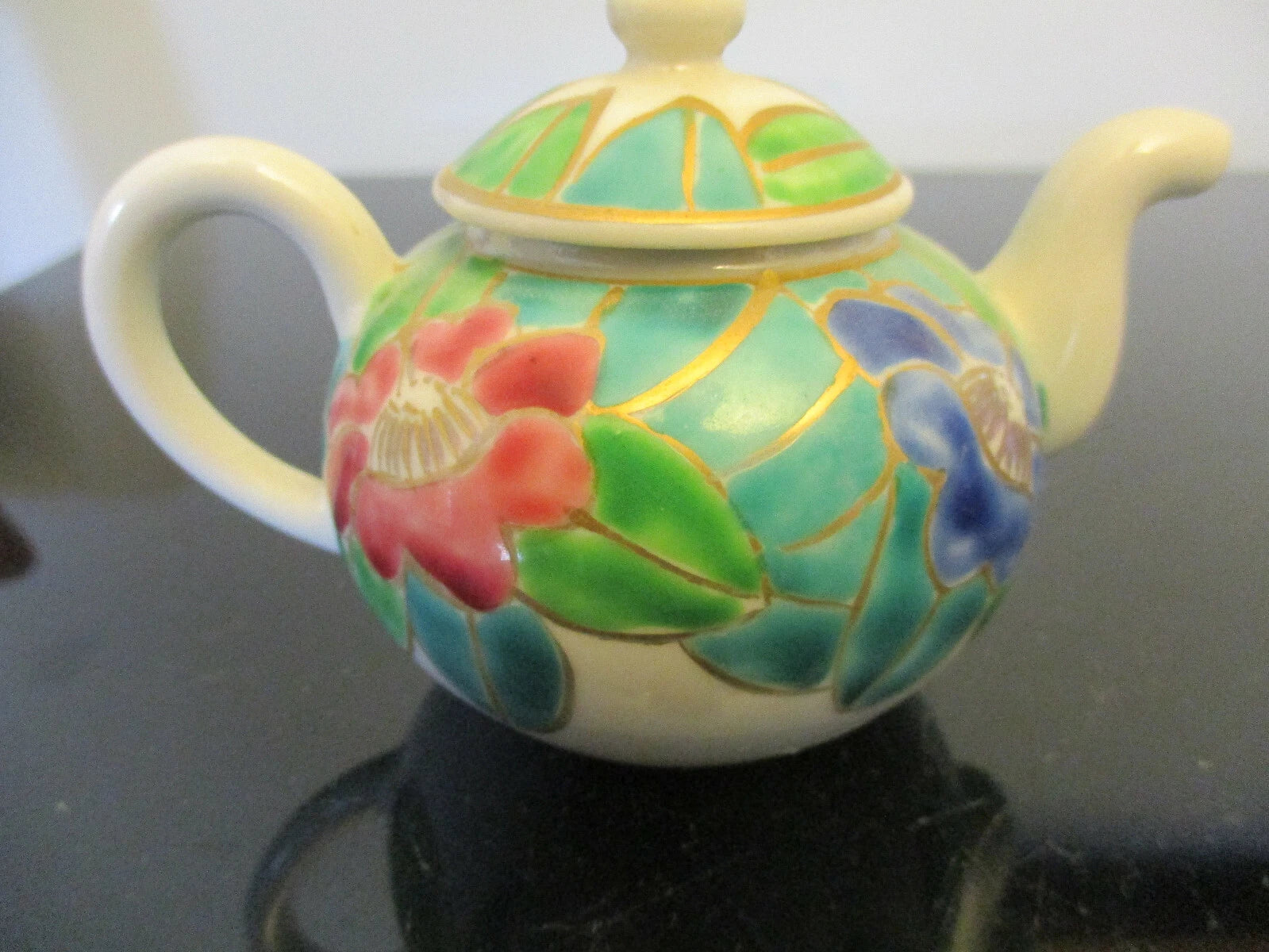 Vintage Asian Enamel Floral Gold Gilt Miniature Porcelain Tea Pot Japan? Marked | eBay