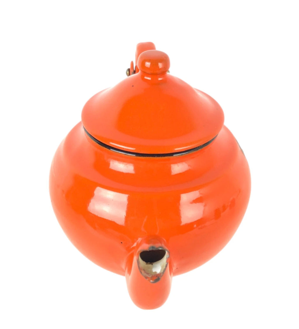 Small Vintage Orange Enamelware Teapot Made in Yugoslavia | eBay