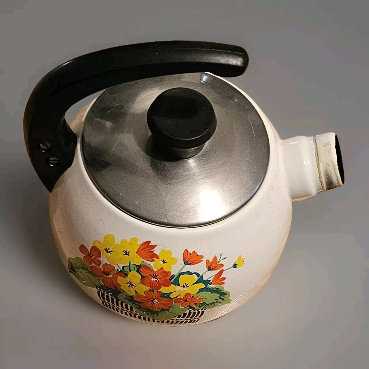 Vintage Enamel Tea Pot With Lid Great Decorative Piece | eBay