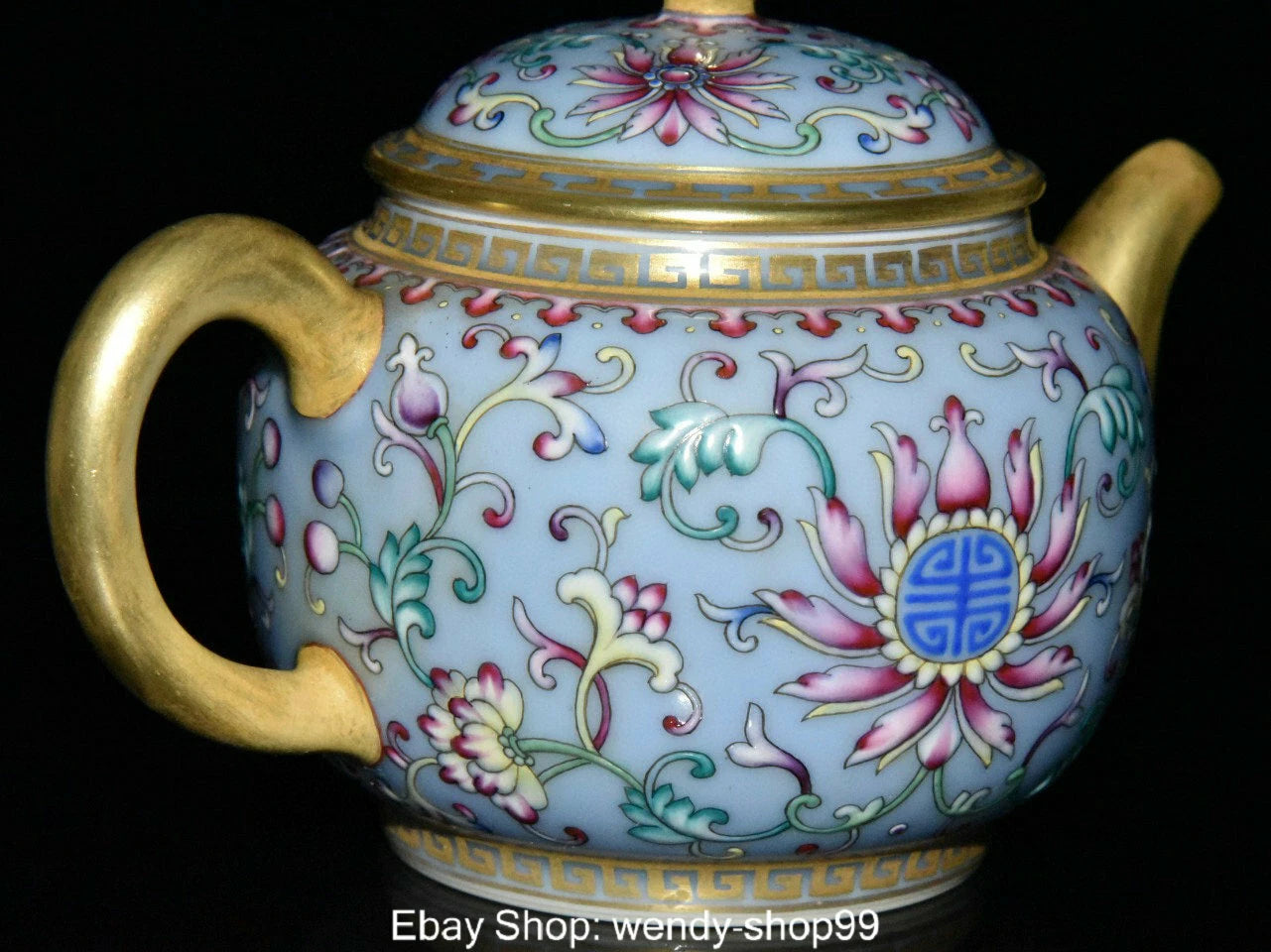 Old China Qing Qianlong Year Colour Enamel Porcelain Gilt Handle Flower Teapot | eBay