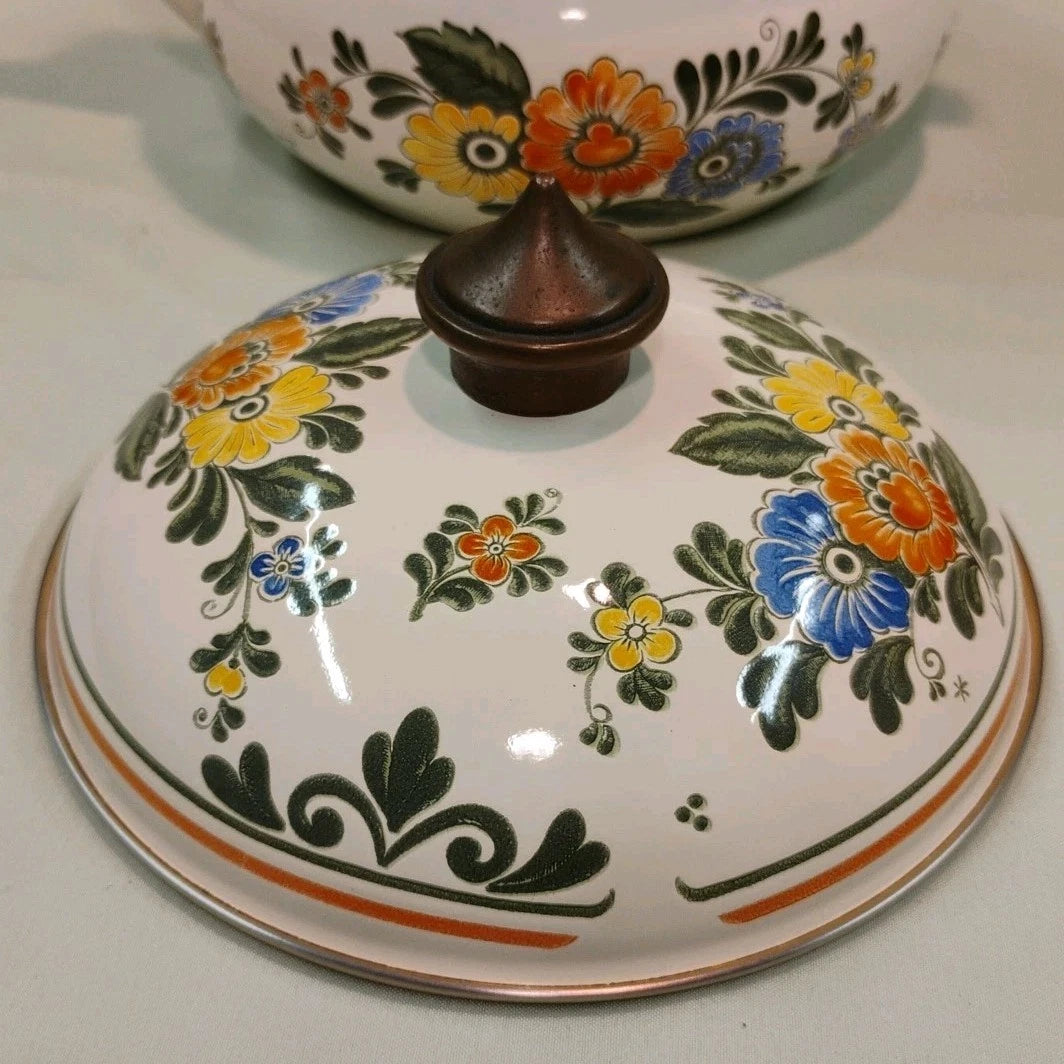 ASTA White Floral Enamelware Old Amsterdam 8.5” Dutch Oven & Teapot PRISTINE!!! | eBay