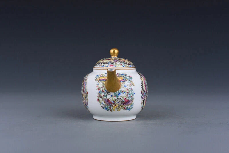 5.3" Old dynasty Porcelain yongzheng mark colour enamels Butterfly Flower Teapot | eBay