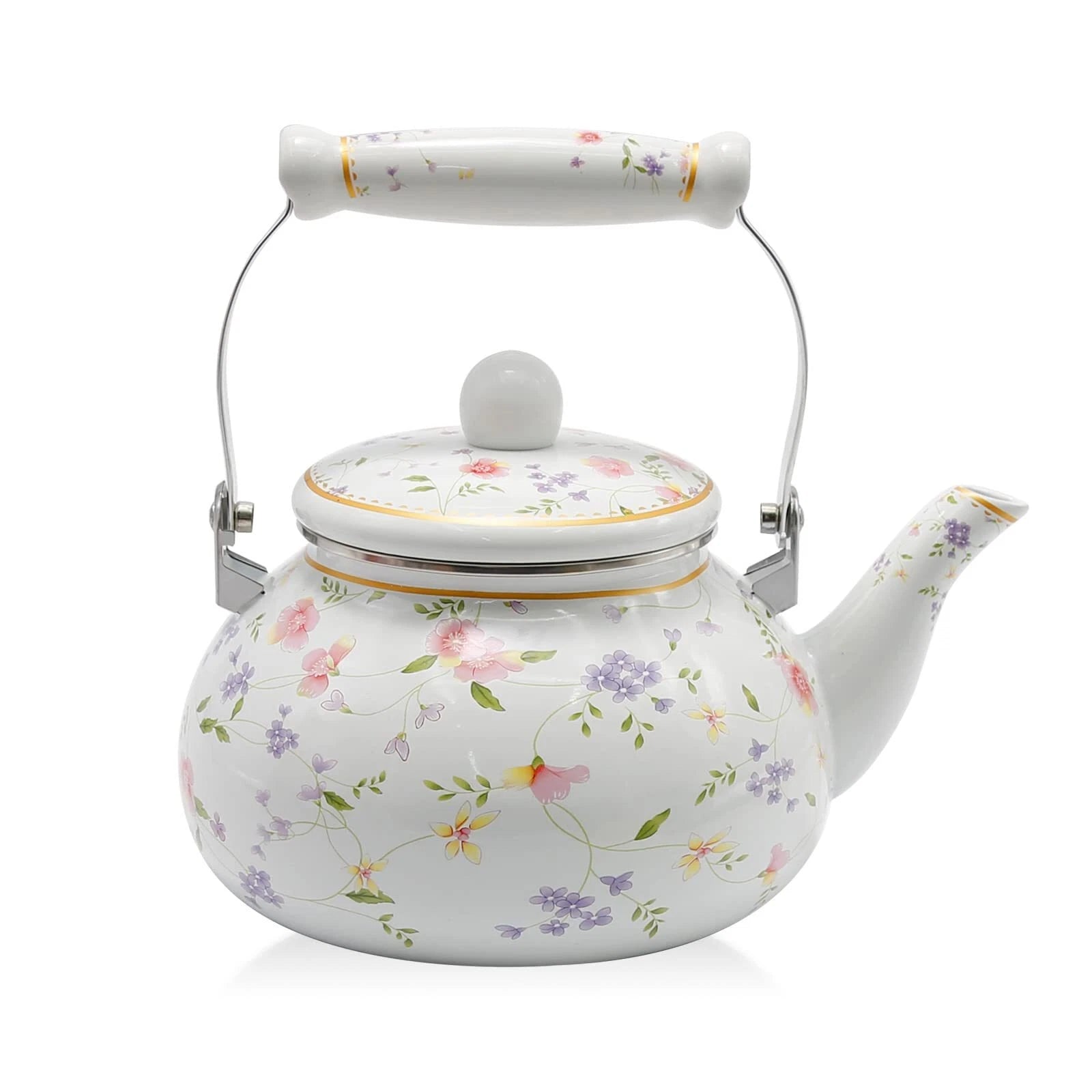 Saihisday Enamel Teakettle Floral Teapot for Stovetop 2.5L Large Green Floral... | eBay
