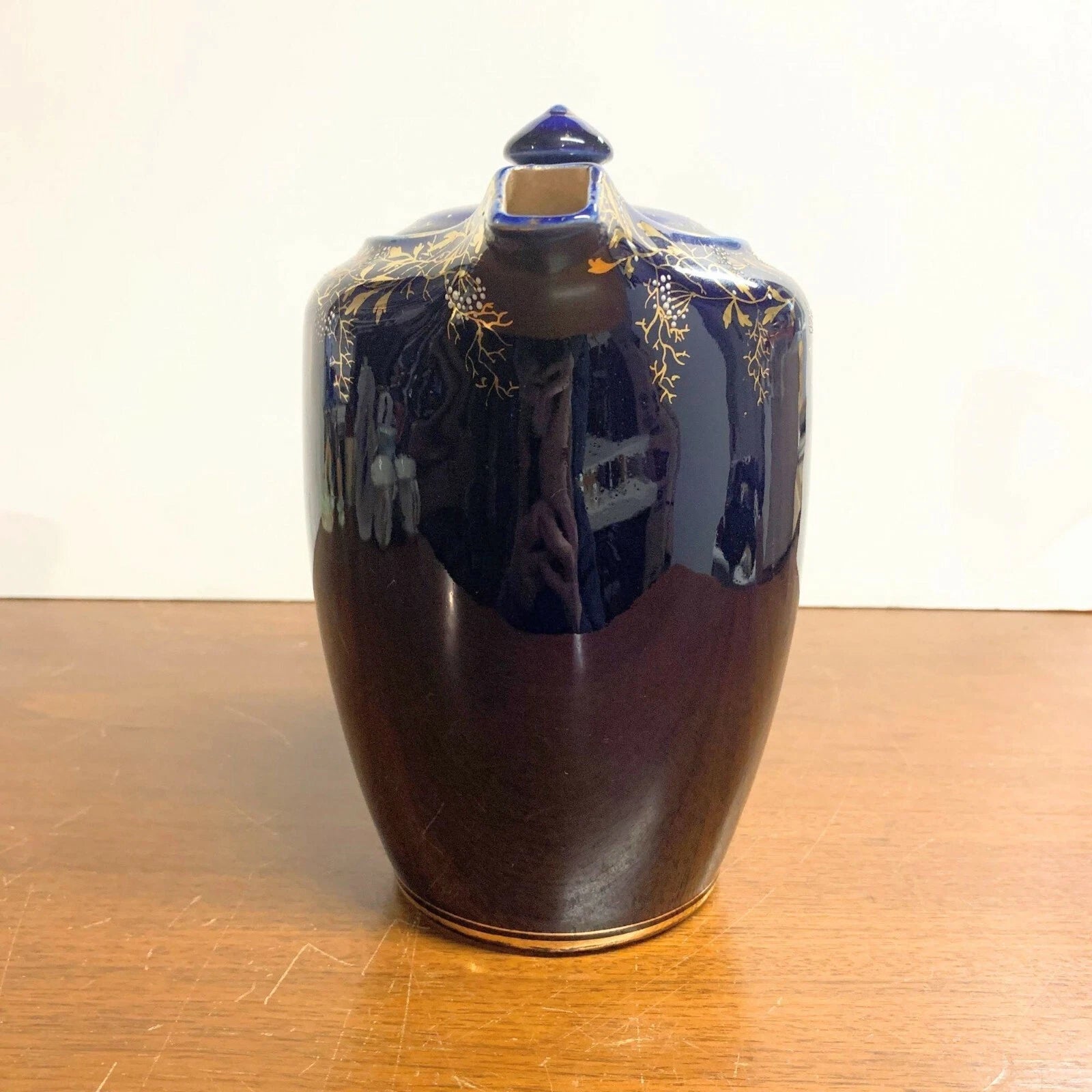 Antique Cobalt Blue and Gold Coffee Teapot with Enamel Painted Flowers | eBay