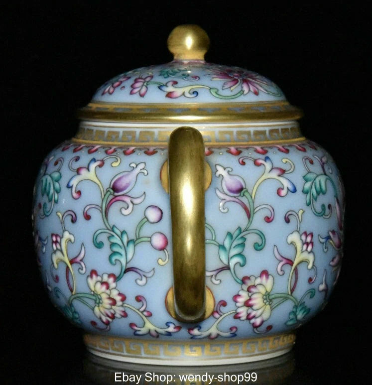 Old China Qing Qianlong Year Colour Enamel Porcelain Gilt Handle Flower Teapot | eBay