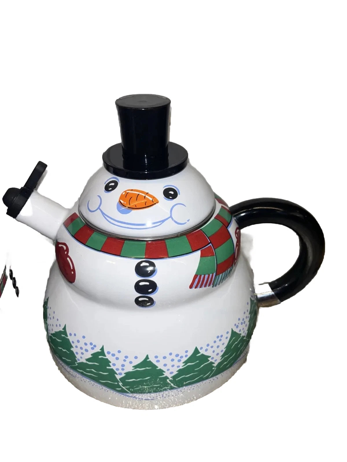 Snowman Teapot Kettle 3 QT Porcelain Enamel On Steel Vintage Roshco Christmas | eBay