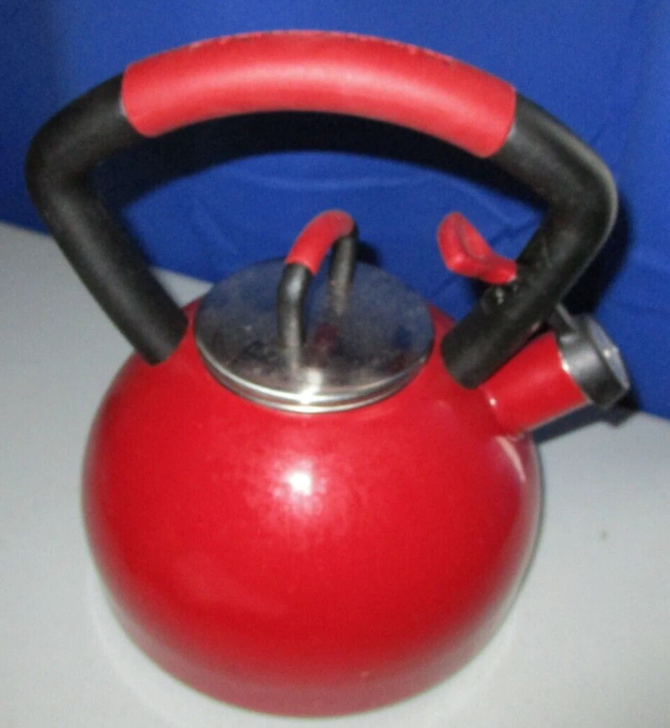 KitchenAid Whistling Tea Kettle Red 2.25 qt Porcelain Enameled Tea Pot | eBay