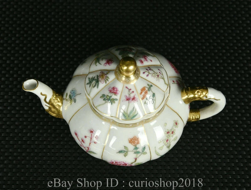 7.2 " YongzhengMarked China Colour Enamel porcelain Gilt Dynasty Flower Teapot | eBay