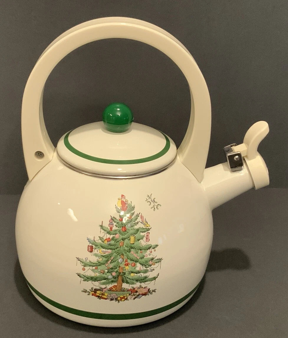 Spode Christmas Tree Whistling Tea Kettle Pot Porcelain Enamel 2.2 Quart | eBay