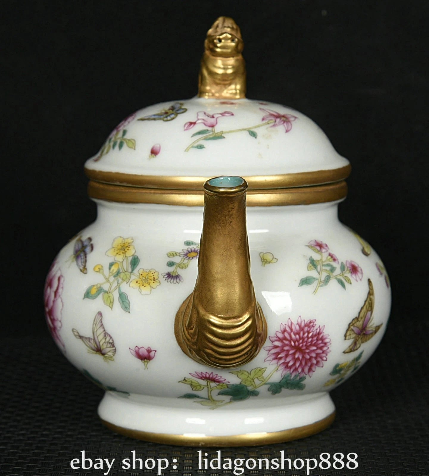 6" Yongzheng Marked Enamel Porcelain Gilt Flower Butterfly Pattern Wine Teapot | eBay
