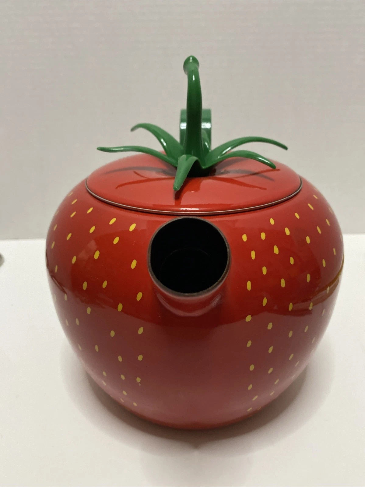 Vintage Copco Strawberry Shaped Enamel Metal Teapot Kettle Red No Spout Cap | eBay