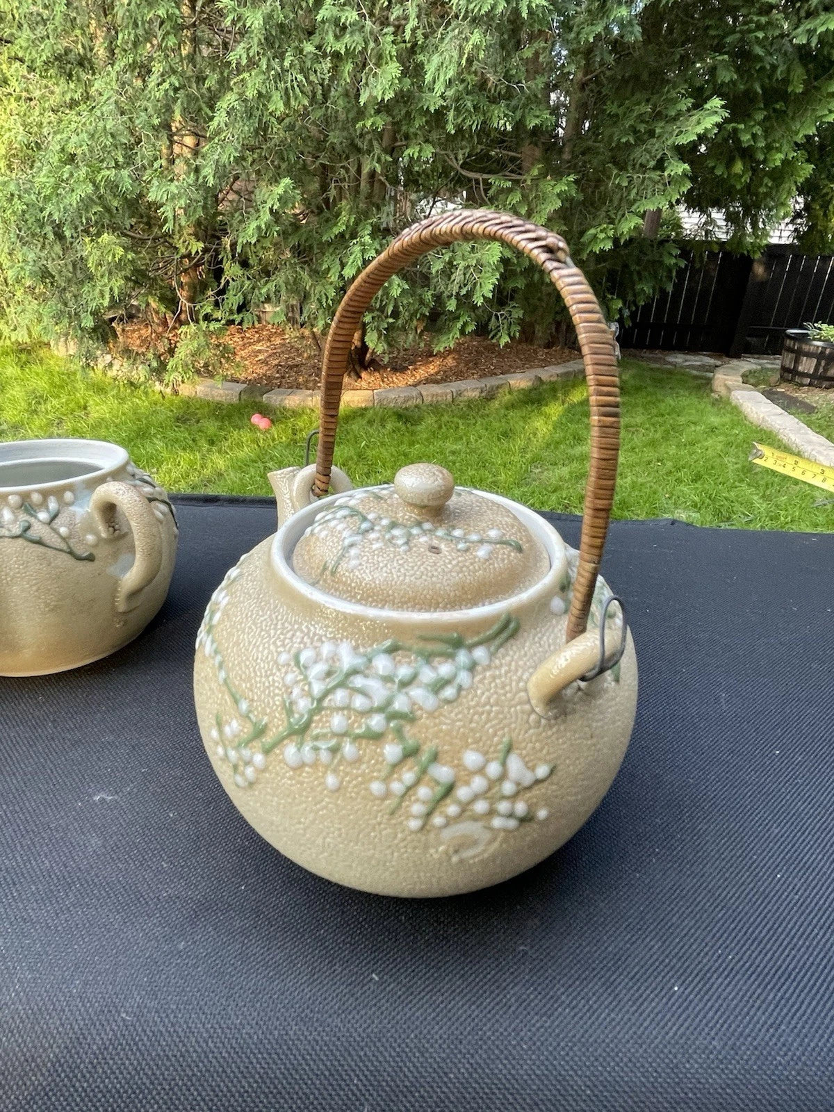3 Pieces - Vintage Japanese Teapots Orange Peel Enamel Chinoiserie | eBay