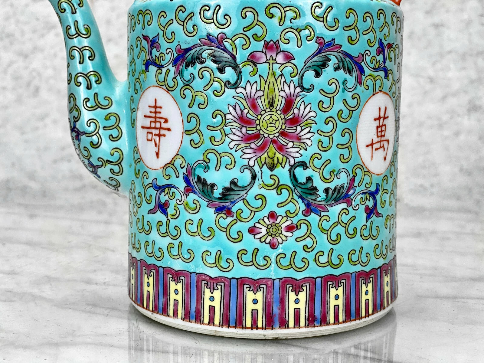 Vintage Chinese Porcelain Famille Verde Enamel Floral Motif Teapot | eBay
