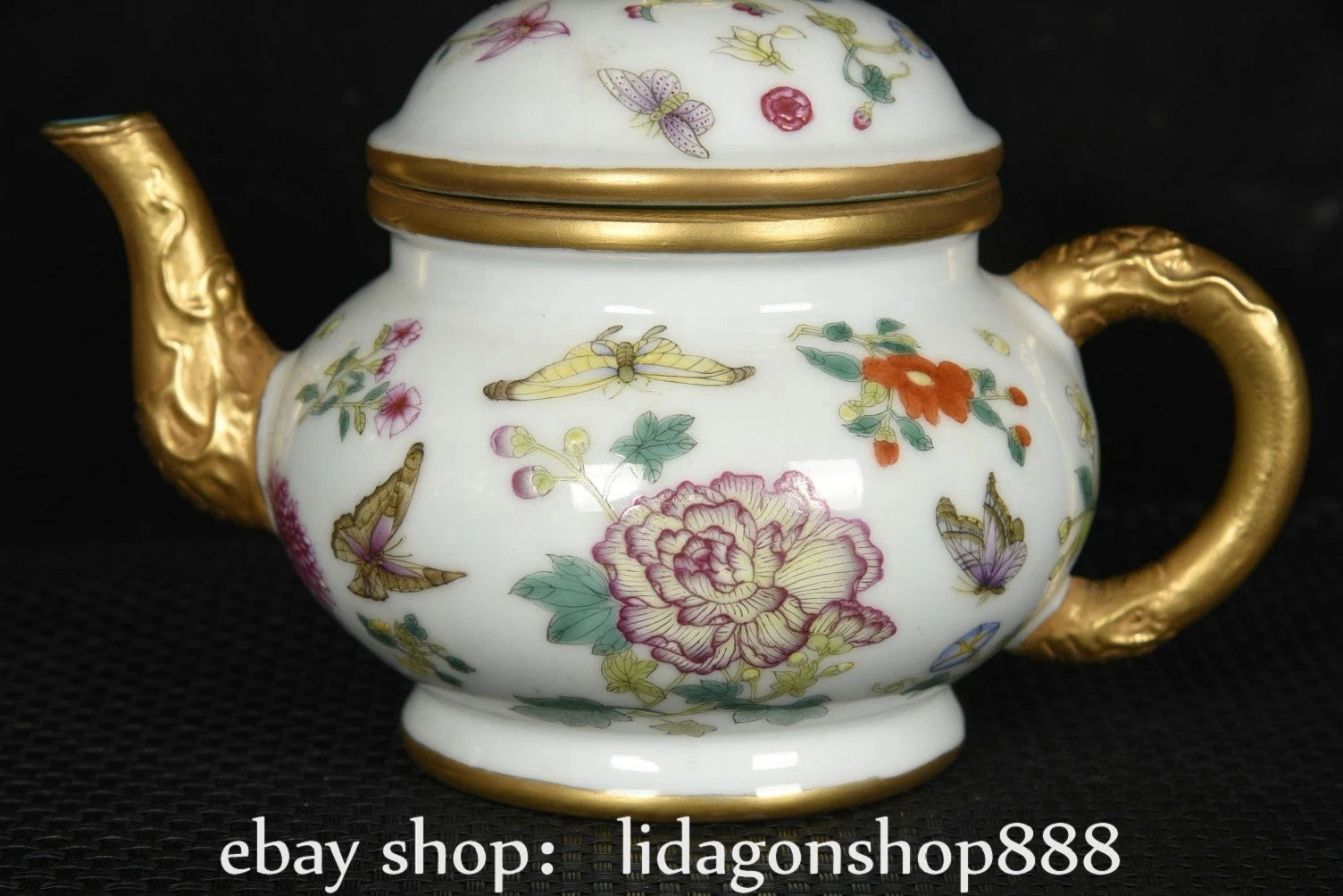 6" Yongzheng Marked Enamel Porcelain Gilt Flower Butterfly Pattern Wine Teapot | eBay
