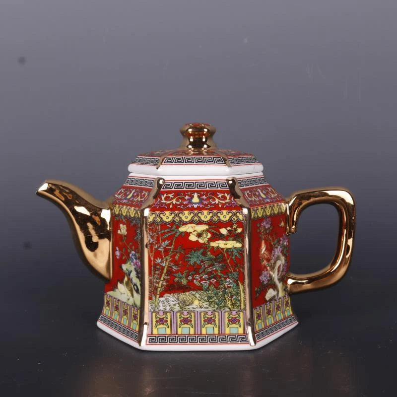 Chinese Qing Qianlong Red Enamel Porcelain Flowers Birds Pattern Teapot 4.3 inch | eBay