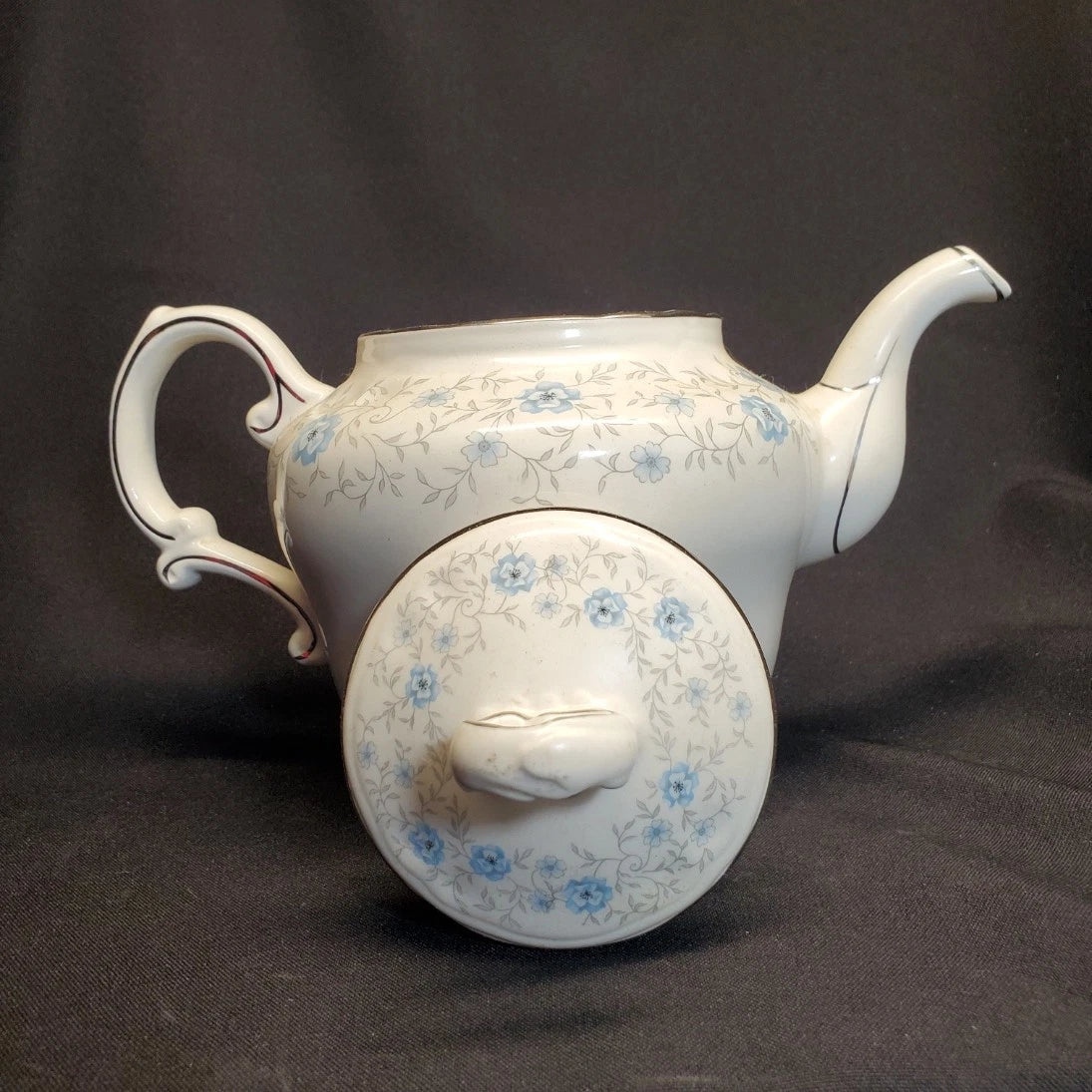 Nueva San Ysidro Porcelain Tea Pot w/ Floral plant elements & Silver Enamel | eBay