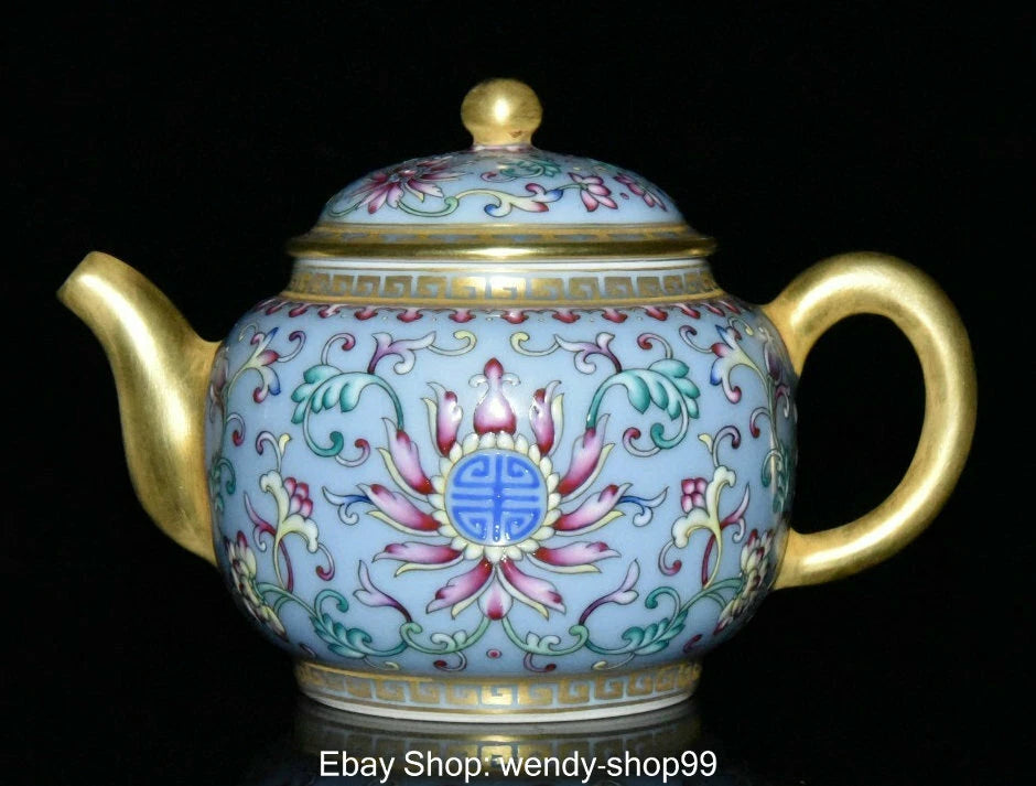 Old China Qing Qianlong Year Colour Enamel Porcelain Gilt Handle Flower Teapot | eBay