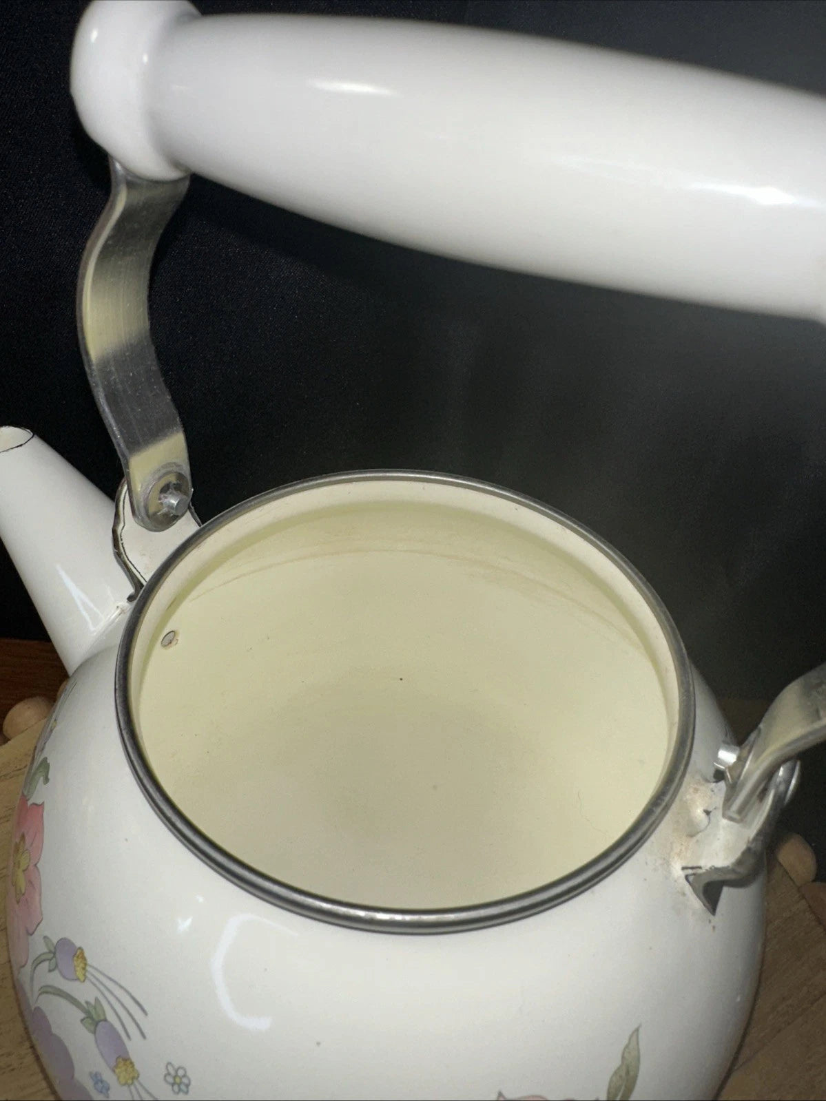 Vintage "Temptation" Gailstyn-Sutton White Enamel Floral Patern Tea Pot Kettle | eBay