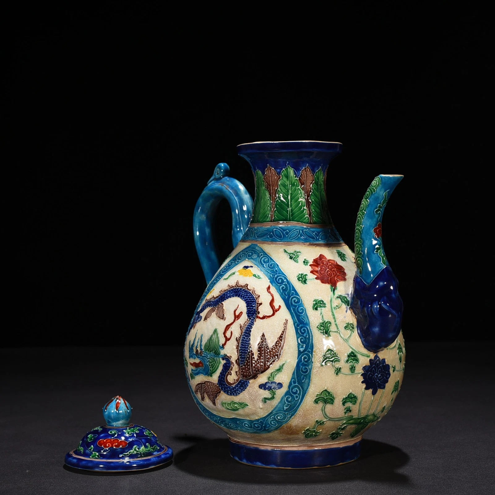 10.2" Old Porcelain Ming dynasty yongle mark colour enamels dragon flower Teapot | eBay