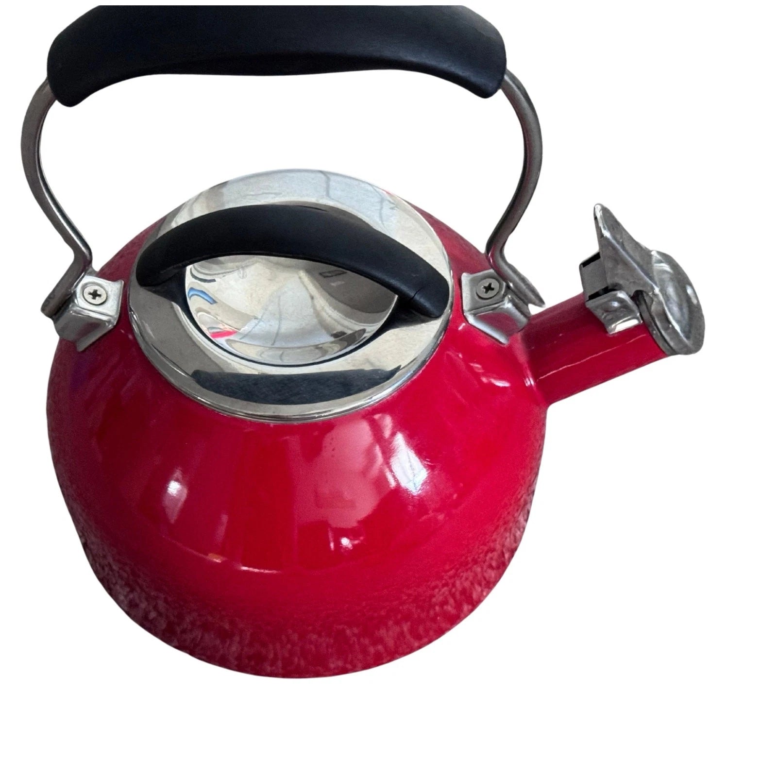 Vintage Red Enamel Whistling Tea Kettle – Retro Kitchen Décor Teapot with Handle | eBay