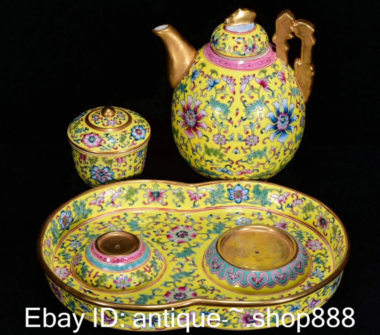 Top Enamel Colour Porcelain Lotus Flower Wine Teapot Flagon Cup Dish Full Set | eBay