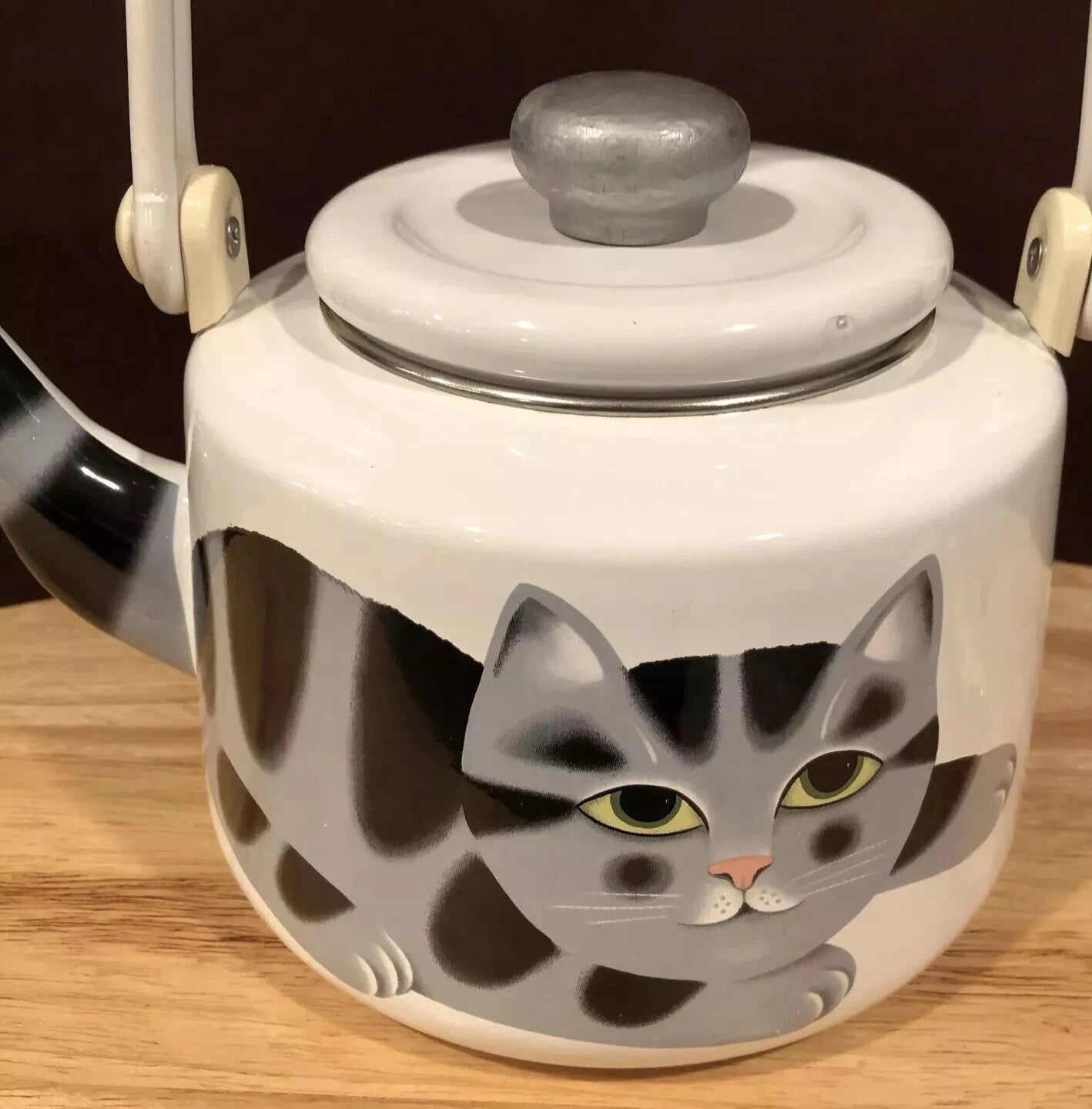 Cat Teapot Enamel Martin Leman Tea Kettle Signed | eBay