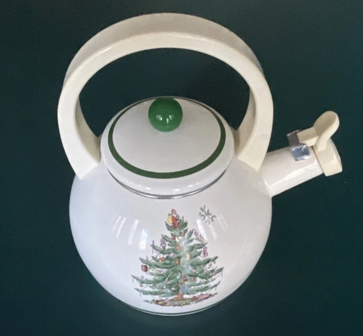 Vtg Spode Christmas Tree Whistling Tea Kettle Pot Porcelain Enamel 2.2 Qt Unused | eBay