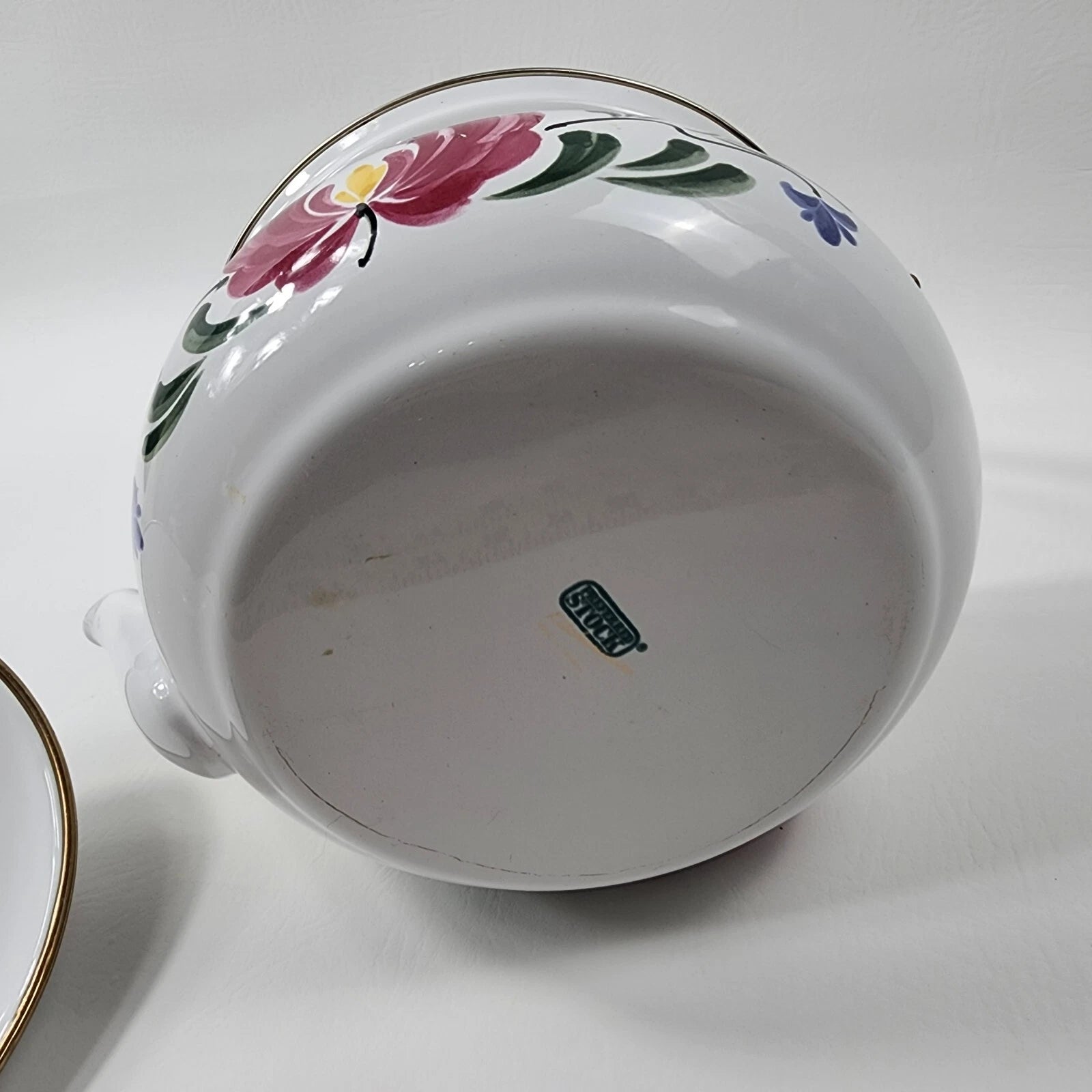 Enamel Tea Kettle Pot Metal Pennsylvania Dutch Floral Brass Knob Ceramic Handle | eBay