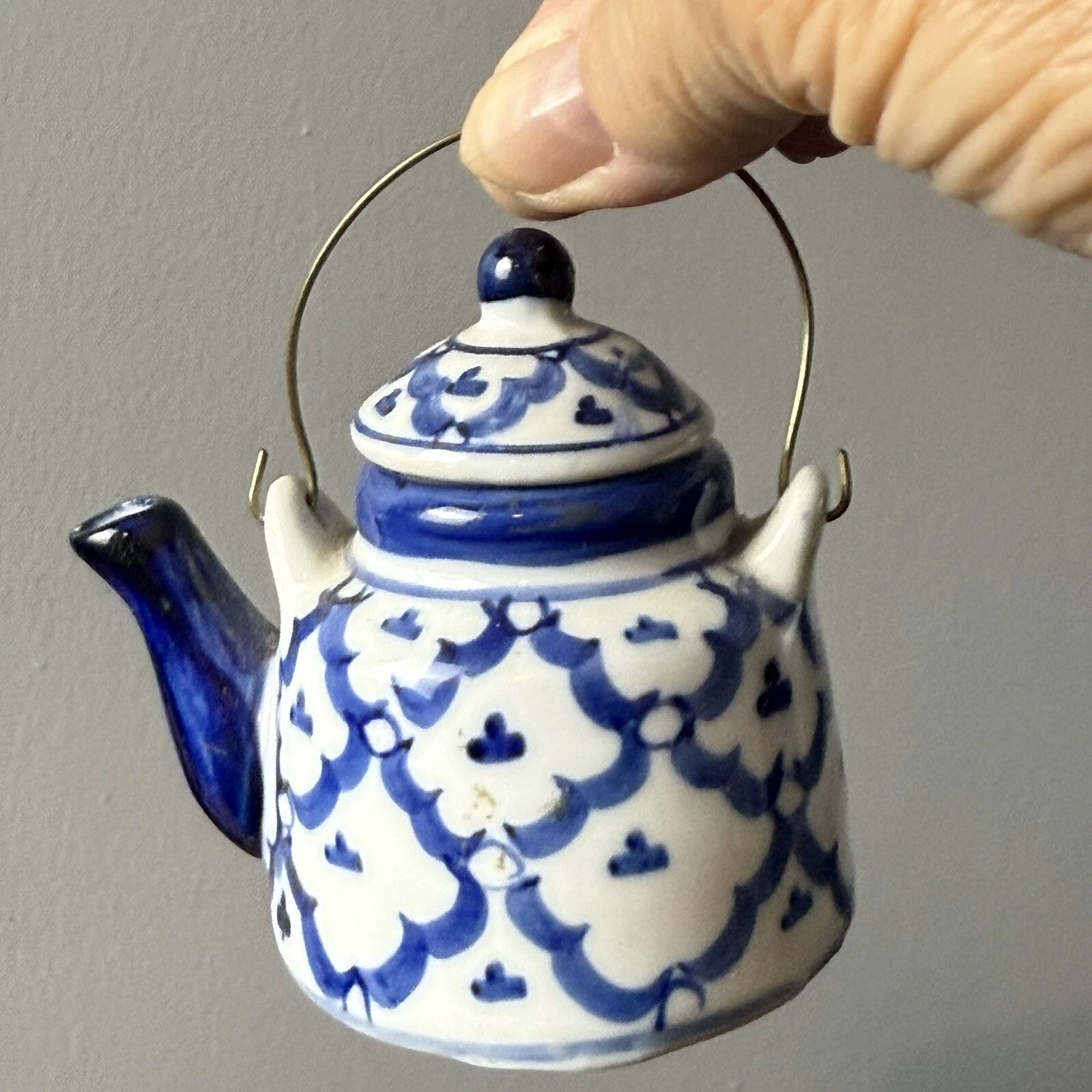 Miniature Decorative Enamel on Brass Tea Pots 3, 1 Porcelain READ | eBay