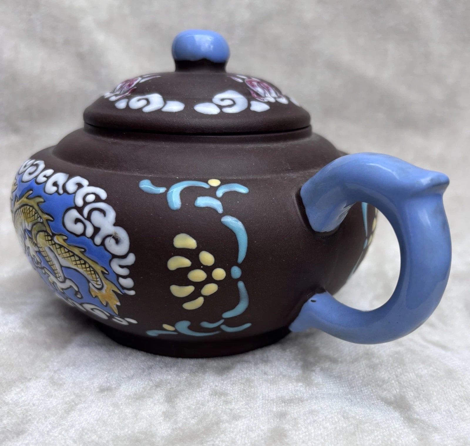 Old Chinese 19th C Enamelled Dragon Yixing Teapot with Seal Mark | eBay