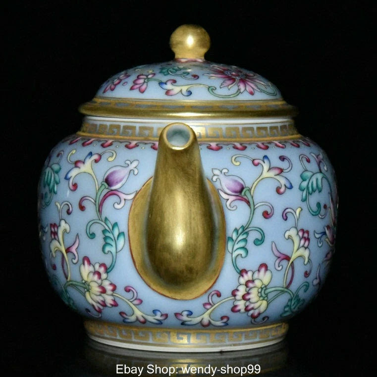 Old China Qing Qianlong Year Colour Enamel Porcelain Gilt Handle Flower Teapot | eBay