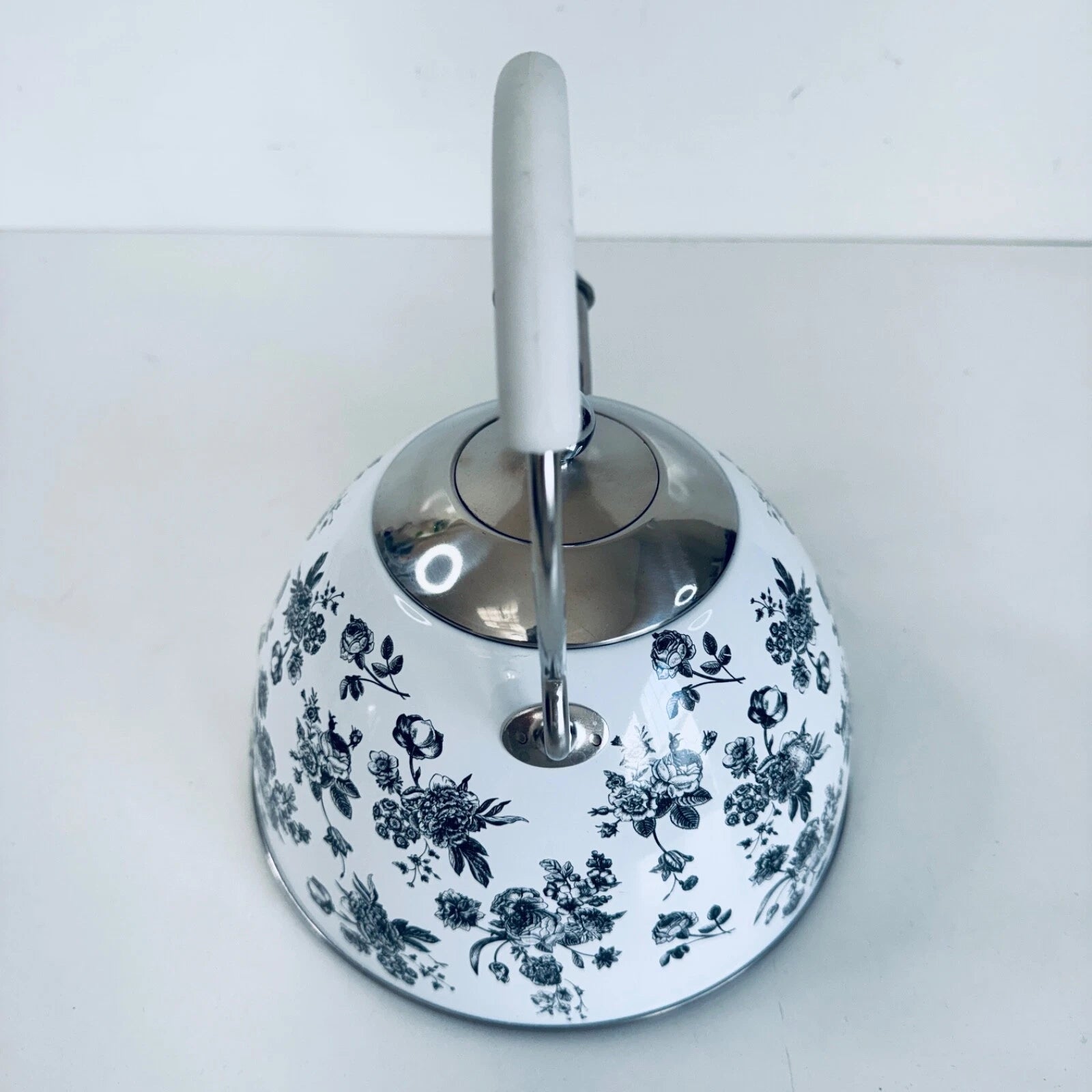 Premium Enameled Whistling Tea Kettle White Gray Floral MASTERCLASS Teapot | eBay