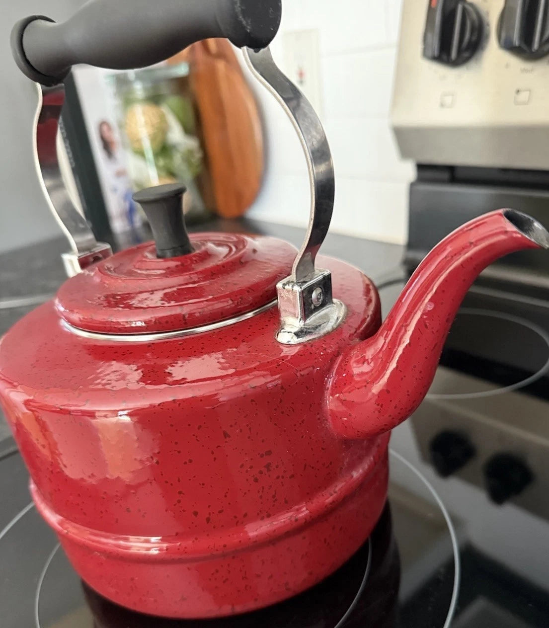 Paula Deen Signature Speckled Dark Burgundy Enamel Tea Kettle Pot Stove Top | eBay