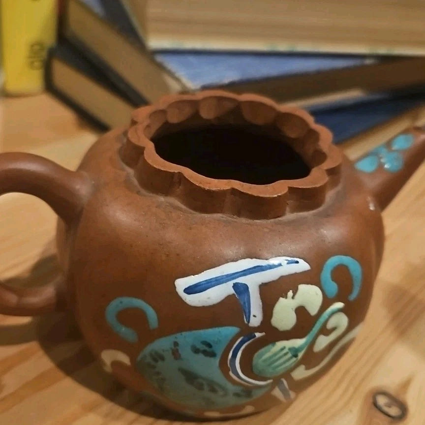 Antique Chinese Yixing Teapot Hand Painted Enamel Red Clay Rare Collectors Item | eBay