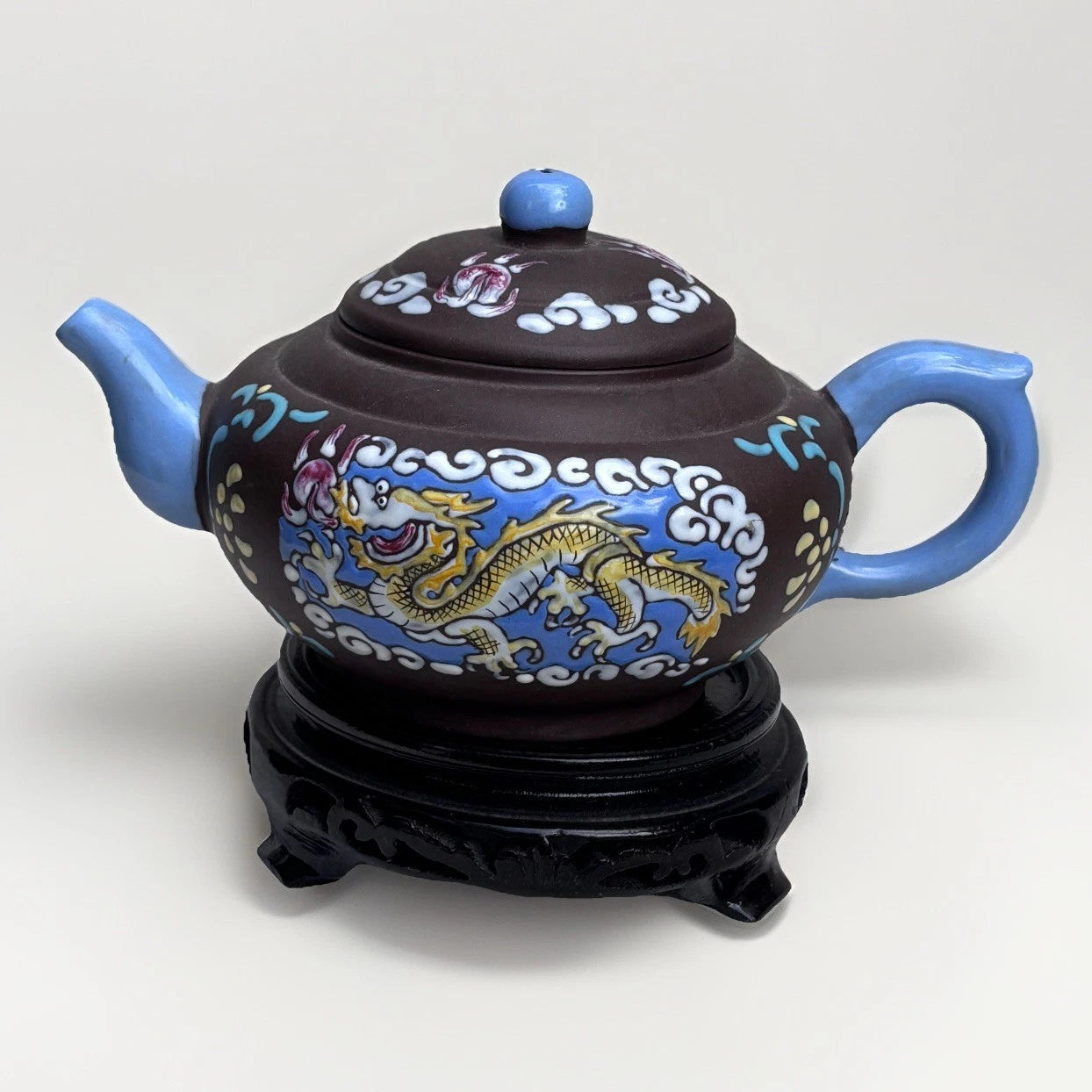 Old Chinese 19th C Enamelled Dragon Yixing Teapot with Seal Mark | eBay