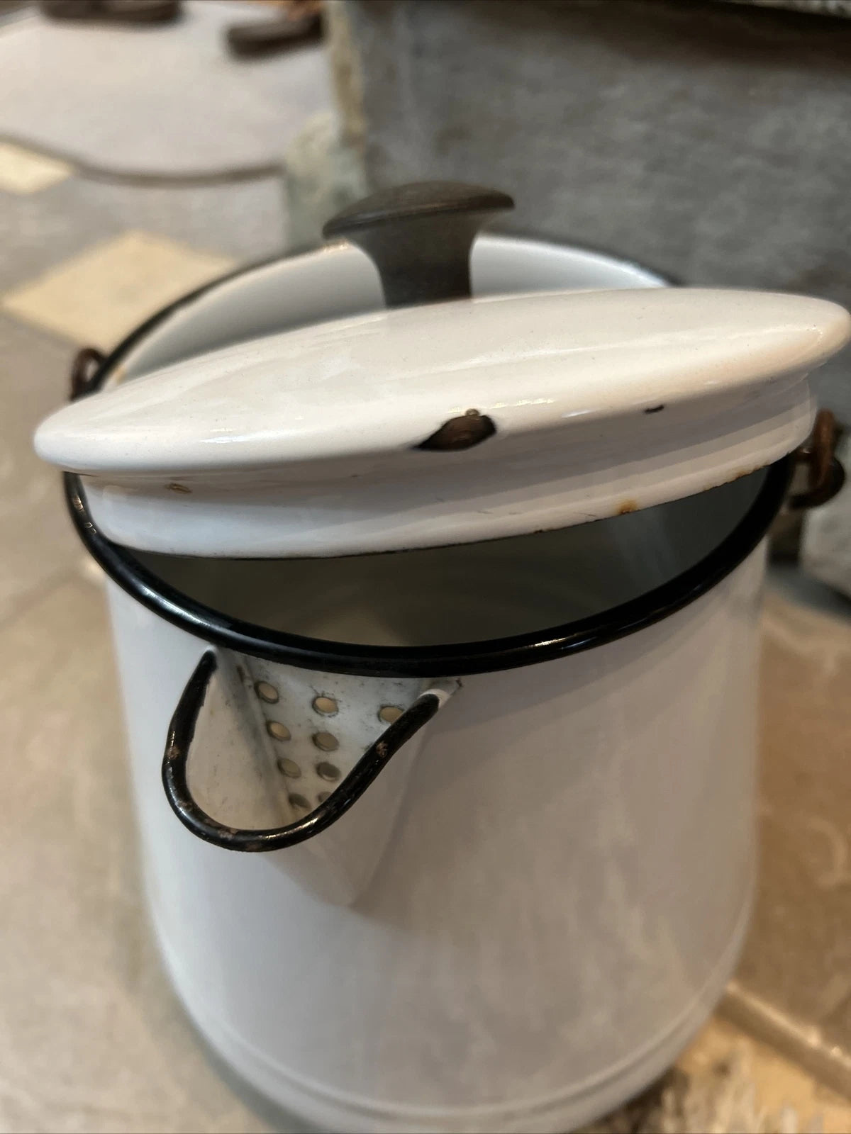 Vintage PORCELAIN OVER METAL / ENAMAL COFFEE POT VINTAGE WHITE COFFEE TEA POT | eBay