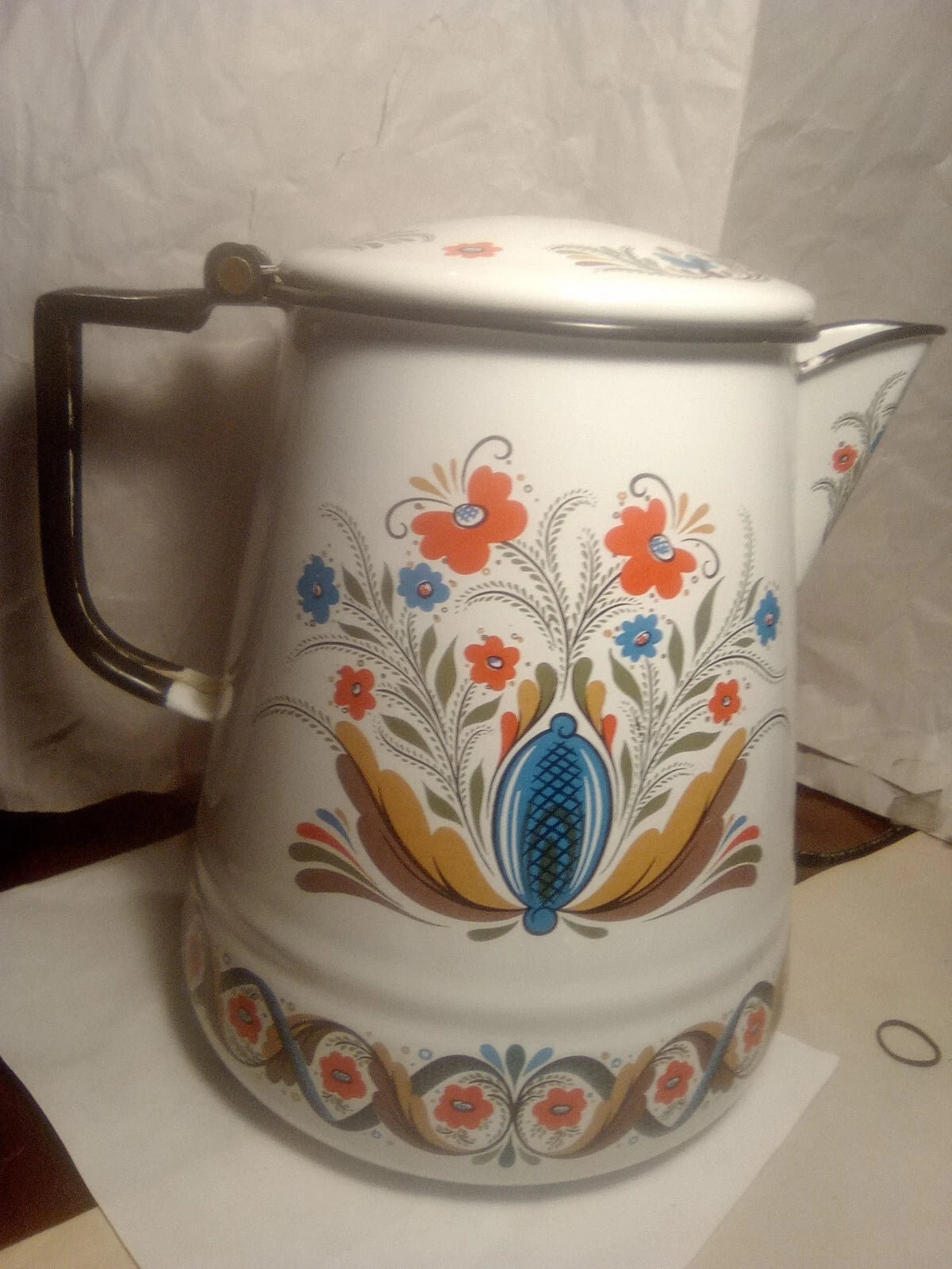 BERGGREN vintage enamel DANISH FLORAL TEA COFFEE POT 1960s flowers | eBay