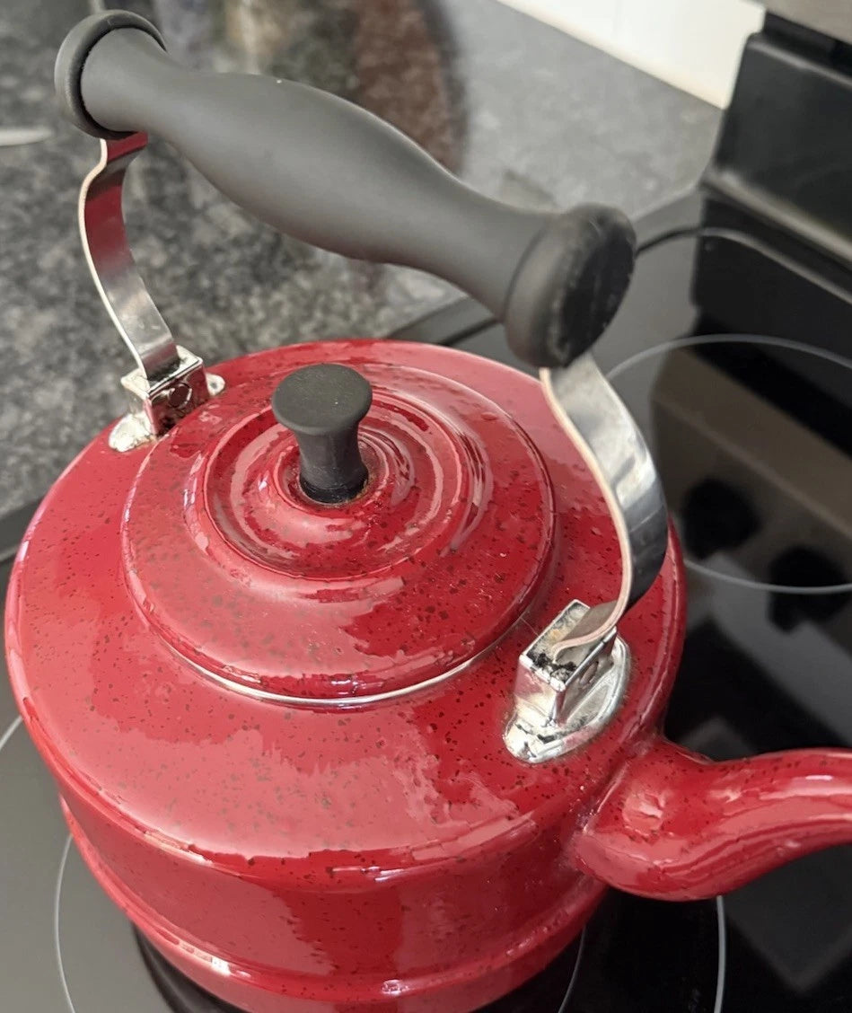 Paula Deen Signature Speckled Dark Burgundy Enamel Tea Kettle Pot Stove Top | eBay