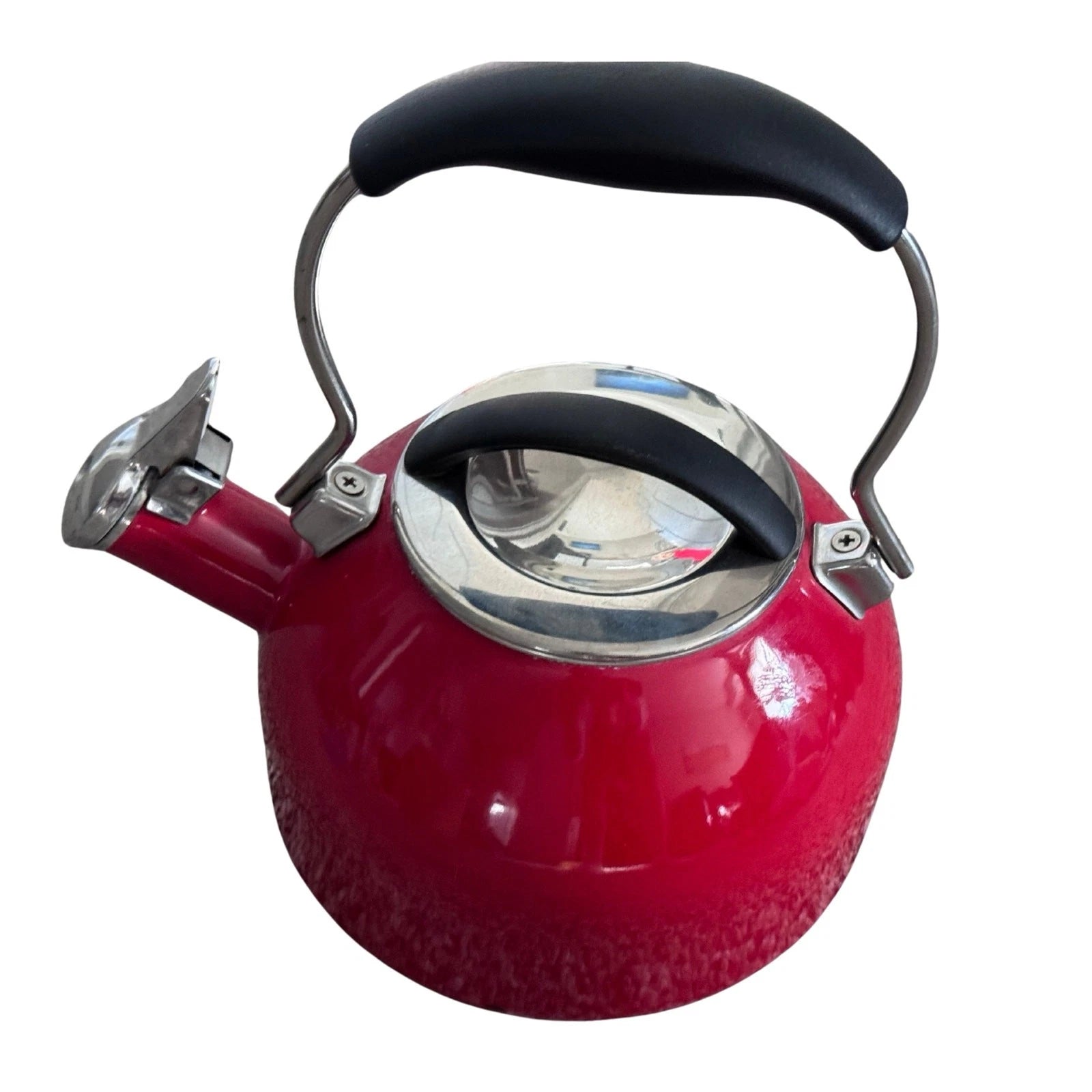 Vintage Red Enamel Whistling Tea Kettle – Retro Kitchen Décor Teapot with Handle | eBay