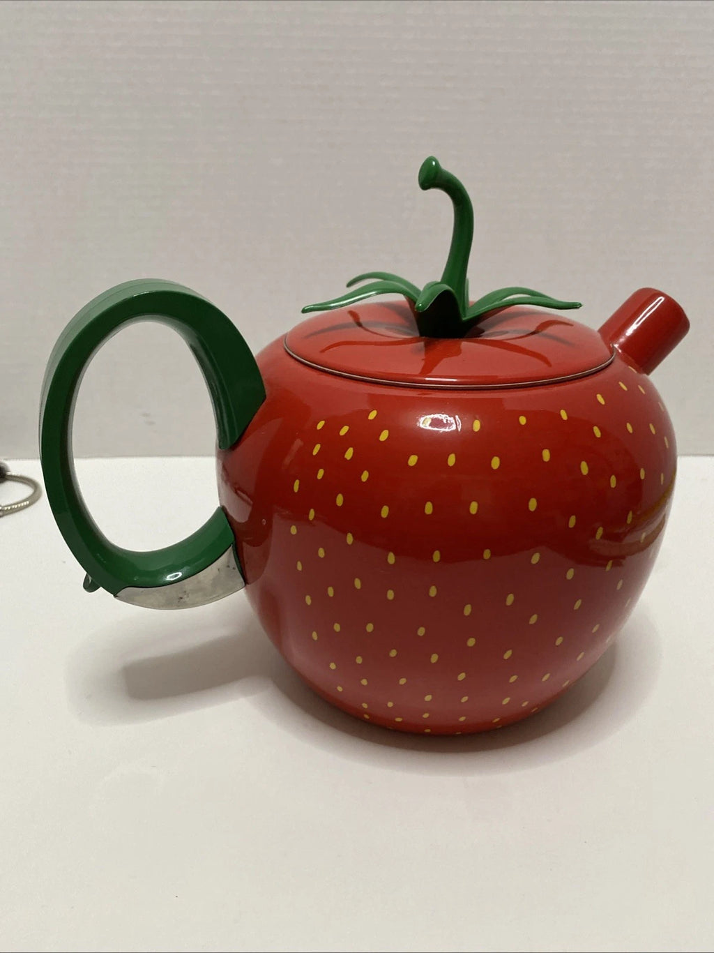 Vintage Copco Strawberry Shaped Enamel Metal Teapot Kettle Red No Spout Cap | eBay