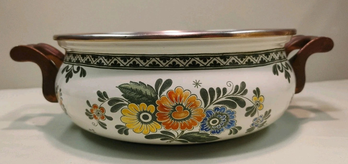 ASTA White Floral Enamelware Old Amsterdam 8.5” Dutch Oven & Teapot PRISTINE!!! | eBay