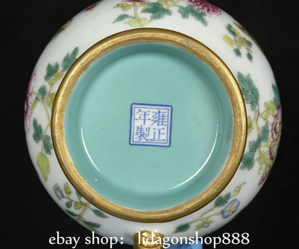 6" Yongzheng Marked Enamel Porcelain Gilt Flower Butterfly Pattern Wine Teapot | eBay