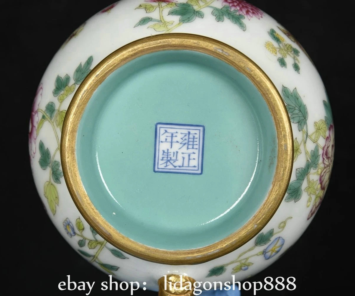 6" Yongzheng Marked Enamel Porcelain Gilt Flower Butterfly Pattern Wine Teapot | eBay
