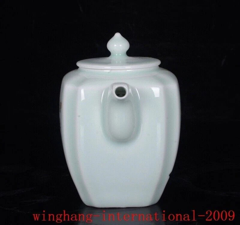 Qing Pea green glaze enamel color porcelain exquisite flowers bird grain Teapot | eBay