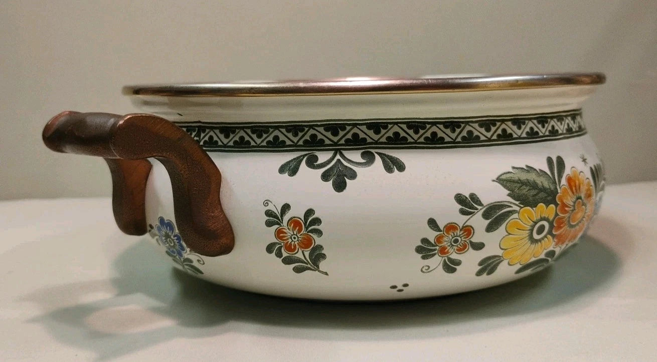 ASTA White Floral Enamelware Old Amsterdam 8.5” Dutch Oven & Teapot PRISTINE!!! | eBay